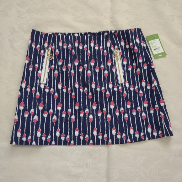New Lilly Pulitzer Tate Skirt Gold Tone Zipper Pockets - Picture 1 of 9